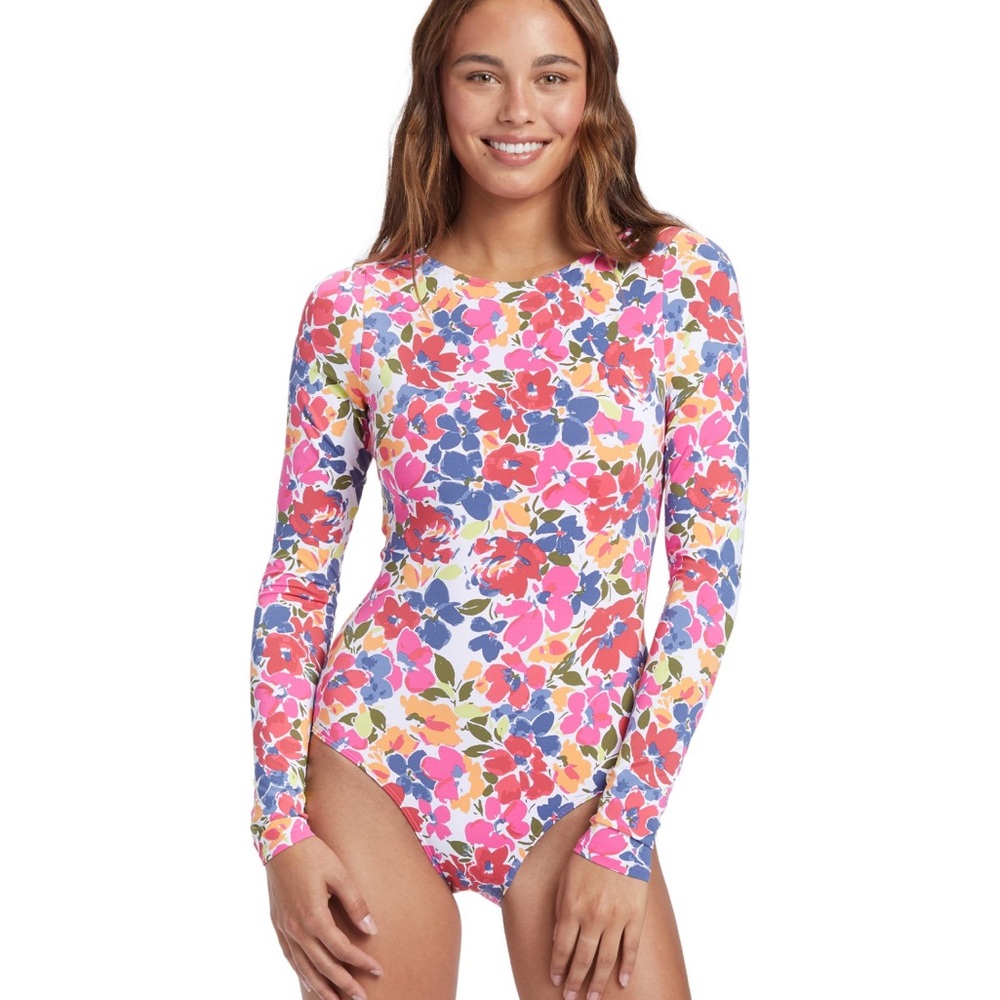 Roxy Pink and Blue Long Sleeve One Piece Swimsuit